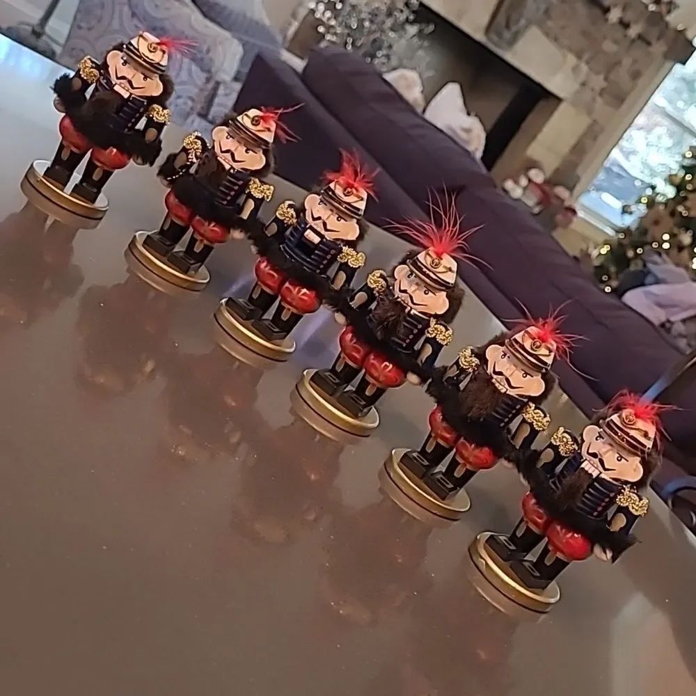 wooden nutcracker movable mouth, 4 " tall, set of 6